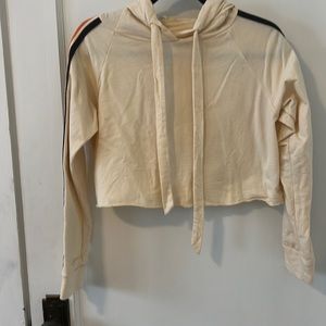 Striped Sleeve Cropped Hoodie